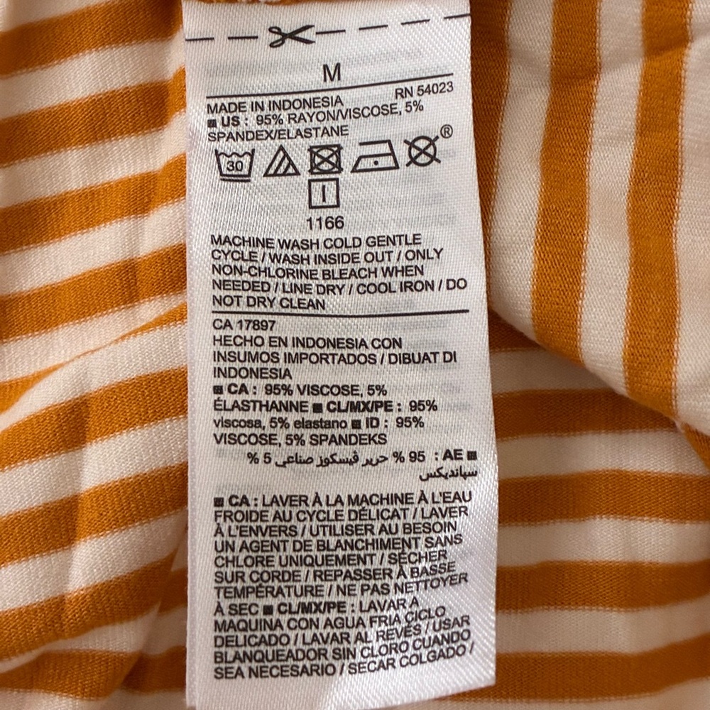 Old Navy | Orange white striped scoop crewneck sleeveless stretch midi dress - Picture 12 of 12